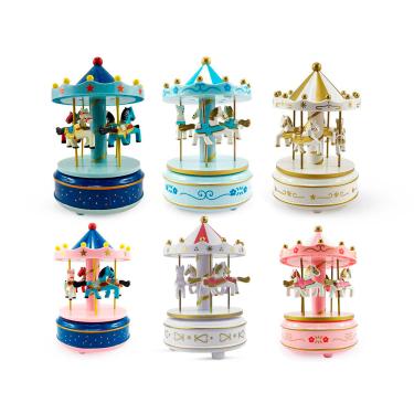 Imagem de Caixa de Musica Carrossel Musical Cavalinhos de Plástico Decoração Para Quarto de Criança Bebê