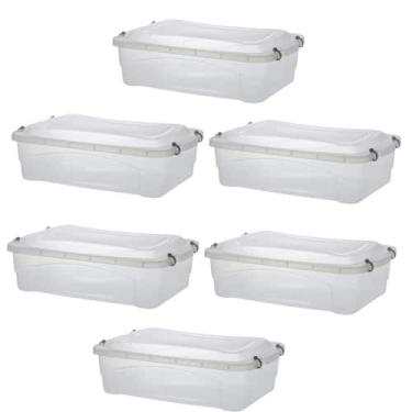 Imagem de Kit 6 Caixa Organizadora Pratic Box 10L 41x29x14 Transparent - Paramou