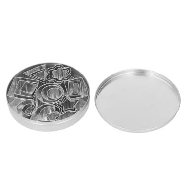 Imagem de Pilipane Conjunto de moldes de biscoito de aço inoxidável, cortador de fondant de metal, formato geométrico, durável, à prova de ferrugem, fácil de usar, com caixa de armazenamento para entusiastas de