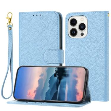 Imagem de Capa de suporte de cartão de couro magnético para Samsung Galaxy A50 A70 A40 A30 A20s A10e A7 2018 M54 M14 M53 M33 Flip Litchi Cover, azul celeste, para Galaxy A70