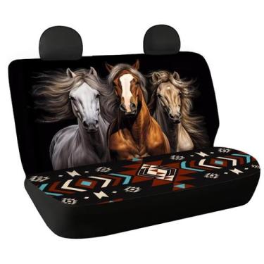 Imagem de Capa de assento de carro WELLFLYHOM Black Horse Southwest Aztec, conju