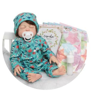 Imagem de Bebe Reborn Menino Realista Fio a Fio Pijama Mar E Itens - Cegonha Reb