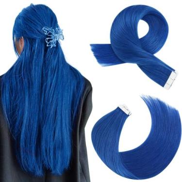 Imagem de Fita adesiva em extensões de cabelo Moresoo Blue 100% cabelo humano 55