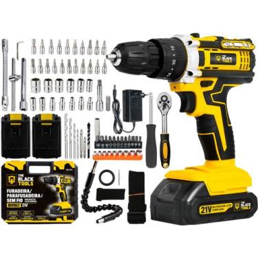 Imagem de Kit Parafusadeira Furadeira Impacto 2 Bat 21v 3/8 10mm Com Jogo De Soq