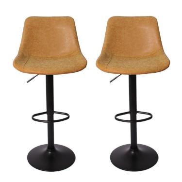 Imagem de Kit 2 Banquetas Estofadas c/encosto p/Cozinha Gir.Caramelo