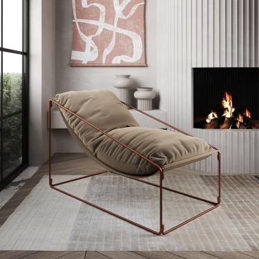 Imagem de Espreguiçadeira Industrial Arpoador Com Almofada Cobre E Bege - Marrom