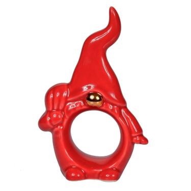 Imagem de Porta Guardanapo Papai Noel Cerâmica Vermelho Dourado 11