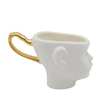 Imagem de Luzhengyang Caneca de café de cerâmica com cabeça humana fofa | Copos de chocolate quente para festa de Halloween para crianças | Caneca de de arte moderna | Capacidade de 200 ml |