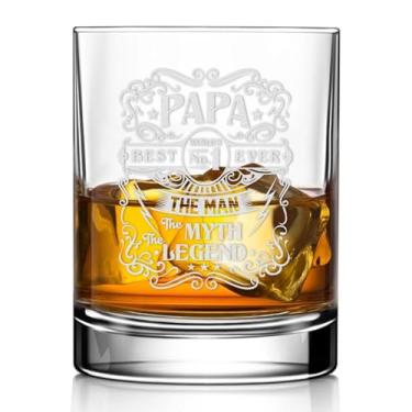 Imagem de Physkoa Copo de uísque gravado a laser para papai – Melhor presente de Natal do mundo para papai da filha filho netos, copo de uísque engraçado para homens, Dia dos Pais ou presente de aniversário