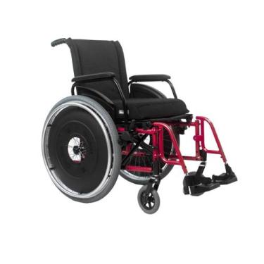 Imagem de Cadeira de Rodas AVD Vermelho Perolizado Alumínio Pés Fixos Ortobras, 