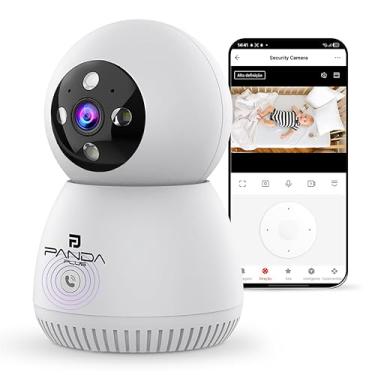 Imagem de Câmera de Segurança Inteligente WiFi 3MP Giro 360 Visão Noturna Detecção de Movimento IA Áudio Bidirecional Alexa Google Assistente Babá Pet App PandaPlus Tuya Nuvem SD Bivolt Teto Mesa Parede