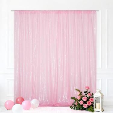 Imagem de Eternal Beauty Pano de fundo de lantejoulas rosa, 3,5 x 2,5 m, cortinas de fundo com glitter para fotografia cintilante, festa, casamento, aniversário, decoração nas costas