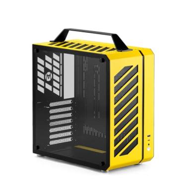 Imagem de Mechanic Master C34 Capa compacta ATX com alça de transporte, chassi de computador de mesa portátil, suporta resfriamento líquido de 240 mm e ATX PSU, GPU de até 335 mm (amarelo vitalidade)