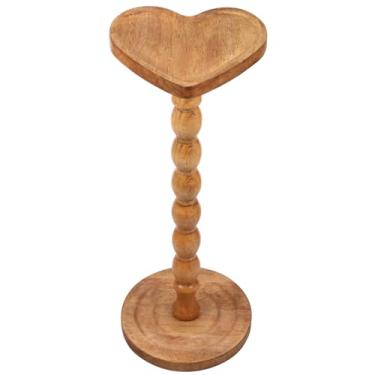 Imagem de Mesa lateral com pedestal de madeira, 24 cm L x 61 cm A, base pesada, estrutura resistente, destaque moderno, perna de madeira maciça para sala de estar, quarto, cantos e escritório (nogueira, em