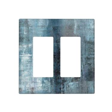 Imagem de Arte abstrata 2 Gang Double Rocker/Light Switch Cover Azul Marinho Tomada Decorativa Placa de Parede Placa Elétrica Cozinha Banheiro Decoração de Quarto