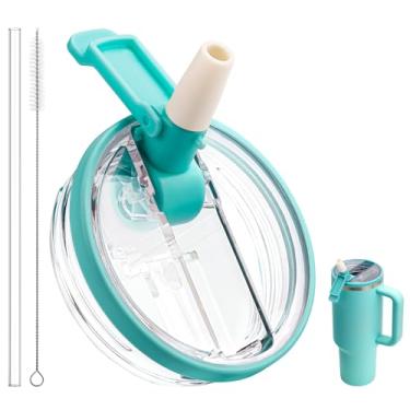 Imagem de Bluwing Tampa de canudo de substituição de 1,134 g para Stanley Quencher H2.0 e ProTour Tumbler, tampa de copo à prova de vazamento de 1,134 g de substituição para copo Stanley (verde)