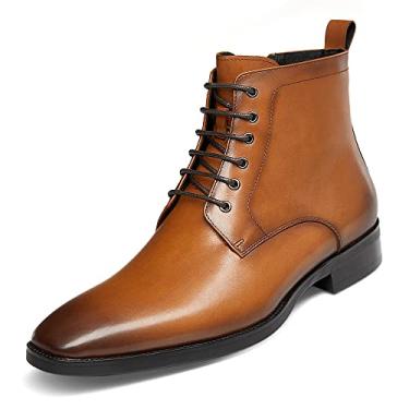 Imagem de GIFENNSE Botas masculinas Chukka Botas masculinas de couro Oxford famosas Chelsea botas masculinas, Marrom, 38