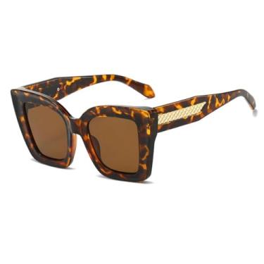 Imagem de HCPIHF Óculos de sol vintage masculino, óculos da moda, uv400, gradiente feminino (marrom leopardo)