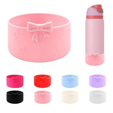 Imagem de CDYLDXG Bota antiderrapante de silicone com laço de 8,5 cm para garrafa de água Owala 947 g, garrafa de água de aço inoxidável FreeSip/Twist/flip, acessório de capa inferior de manga protetora (rosa)