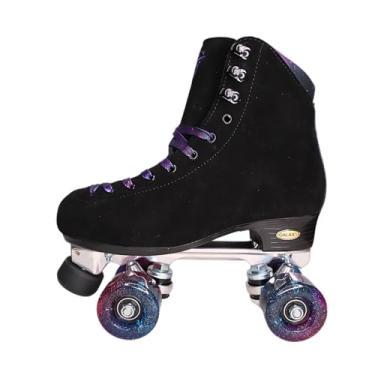 Imagem de Galaxy Skates Patins LED – Patins femininos de camurça com iluminação de couro quadrilátero, patinação interna e externa, patins premium vários tamanhos (Crepúsculo mercúrio, 3)