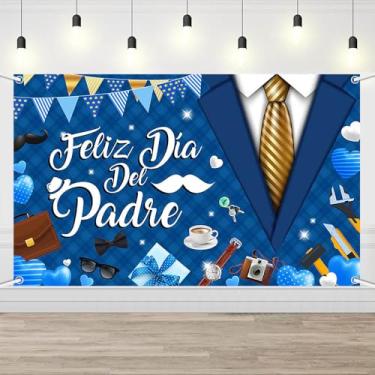 Imagem de AIBIIN Feliz Día del Padre Pano de fundo espanhol El Mejor Papá Del Mundo Decorações de festa Feliz Dia dos Pais Banner I Love Dad Tie Gifts Tools Photo Booth Adereços 1,8 x 1,1 m