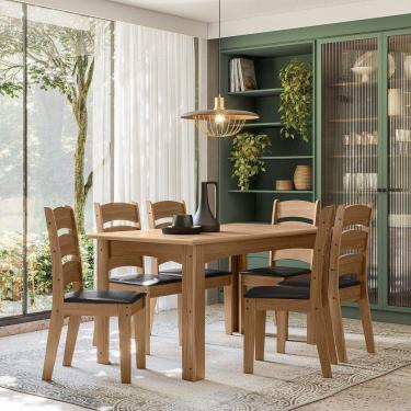 Imagem de Conjunto Sala De Jantar Mali 1,56 Com 6 Cadeiras Cedro 11C