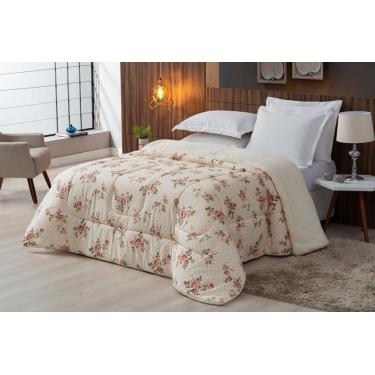 Imagem de Coberdrom Sherpa/Percal 180 Fios Estampado Solteiro Gran Moratta 01 Peça - Floral Salmão