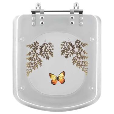 Imagem de Assento Sanitário Bali Transparente Decorado Borboleta Para Incepa