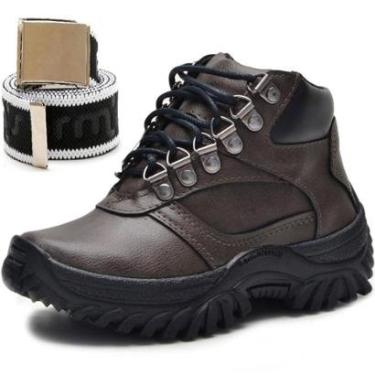 Imagem de Kit Coturno Adventure Cano Médio Acolchoado Infantil Solado Borracha e Cinto-Masculino