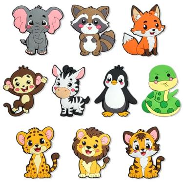 Imagem de Ímãs de animais magnéticos fofos de animais zoológicos com costas inteiras de borracha tamanho grande imãs educativos engraçados para presente de aprendizagem de geladeira