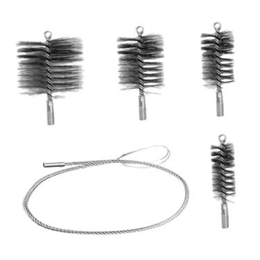 Imagem de KiBcsLic Conjunto de 4 escovas de limpeza de chaminé com haste longa, peças de aço práticas e versáteis, escovas de arame para lareiras, tendas e tubulações de