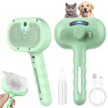 Imagem de RUBLELITIE Escova de limpeza profissional 3 em 1 para cães e gatos com tecnologia de vapor para remoção de pelos eficaz, pente de spray autolimpante para animais de estimação de pelo longo/curto