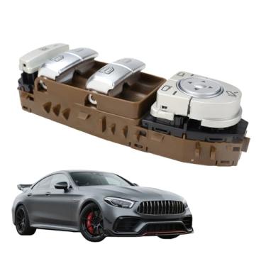 Imagem de Botão de interruptor Power Master Window compatível com Mercedes-Benz C300, C350e, C43 AMG, C63 AMG, C63 AMG S, GLC300, GLC43 AMG 2015-2018 Substitui A2059056811, 2059056811, cor marrom