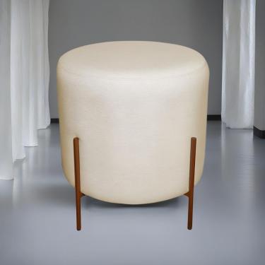 Imagem de Puff Redondo Decorativo Base Pés De Ferro Reforçado Bege Base Pés:bronze Tecido: Linho