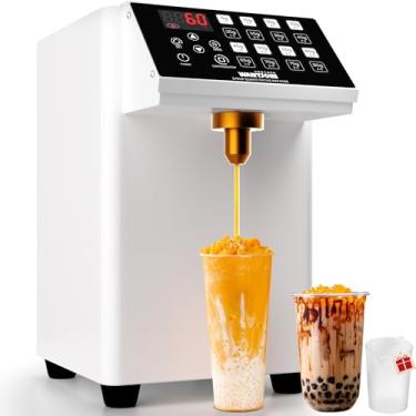 Imagem de WantJoin Dispensador de frutose - Dispensador de xarope automático comercial para equipamentos de chá de bolhas, máquina quantitativa de frutose de aço inoxidável com copo medidor, branco, 8,45 QT