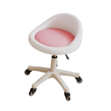 Imagem de Ioensy Banco Ajustável com Encosto para Mesas de Recepção e Cafés, Branco Rosa