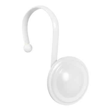 Imagem de CHICTIE Anéis brancos de ganchos de cortina de chuveiro, gancho decorativo para cortina de chuveiro, anéis de chuveiro modernos à prova de ferrugem para varões de cortinas de banheiro, conjunto de 12