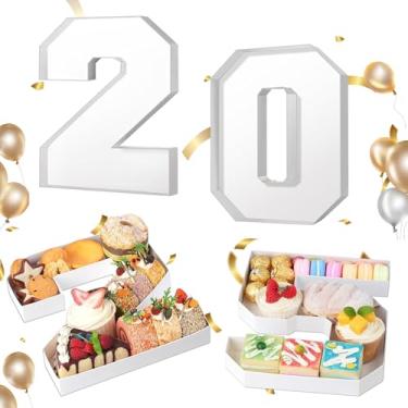 Imagem de Números de charcutaria 2025 preenchíveis, números de papelão para charcutaria, bandeja lavável, caixa de papel de charcutaria para decoração de festa de aniversário de formatura, cupcake, 25 cm