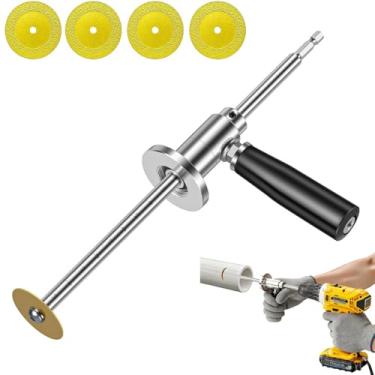 Imagem de Cortador de tubo interno para cortador de tubos de PVC, com alça e 4 rodas de corte de grãos de diamante, profundidade de corte ajustável de 17 cm, adequado para tubos de 3,5 a 20 cm, ferramenta de