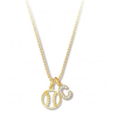 Imagem de Aswinfon Colar com inicial de softball, para mulheres e adolescentes, banhado a ouro 18K, pingente de letra A-Z, joias de beisebol, colar esportivo, presentes de softball, presentes para mulheres, seu