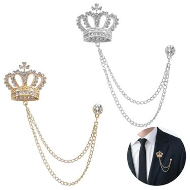 Imagem de GYGYL Broche masculino de cristal com correntes, alfinetes de lapela para decoração de camisa masculina clipes de metal feminino smoking gravata chapéu cachecol, Zinco, Sem Pedra Preciosa