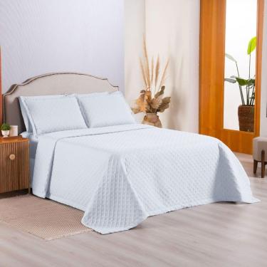 Imagem de Kit Cobre Leito Colcha Select Queen 3 Peças Matelado Dupla Face Microfibra - Branco - 100% Poliéster