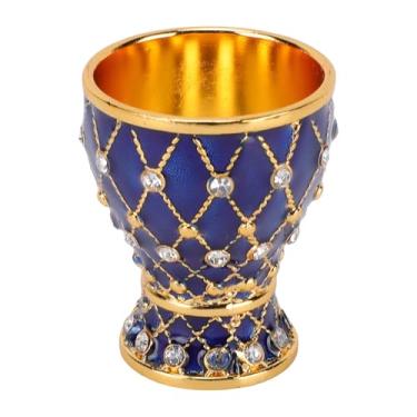 Imagem de GLOGLOW Mini Cálice retrô, Copo de Vinho Vintage Em Relevo de Metal Com Aparência Brilhante e Textura Delicada, para Decoração de Casa e Festa de Bar (Ouro Azul Escuro)