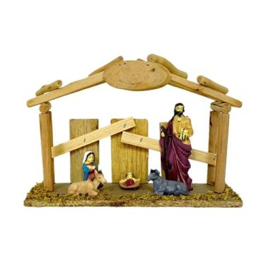 Imagem de XLWLLNJ Presépio de Natal com Cena do Nascimento de Jesus, Pintura à Mão, Enfeite de Mesa para Decoração de Lareira ou Casa