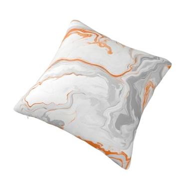 Imagem de Almofada quadrada decorativa com textura de mármore - Estampa decorativa - Design reversível, zíper oculto, poliéster macio para sofá, cama e carro - Hipoalergênico 30,5 x 30,5 cm