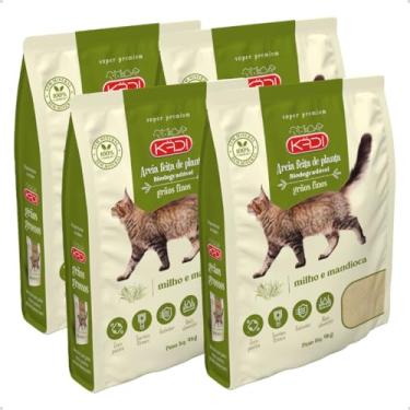 Imagem de Kit 4 Unidades Areia Higiênica Biodegradável de Grãos Finos de Milho e Mandioca para Gatos 2 kg