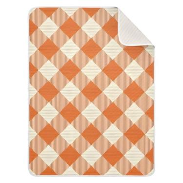 Imagem de WELLDAY Cobertor de bebê branco laranja guingão, ultramacio, aconchegante, infantil, recém-nascido, para carrinho de bebê, 76 x 101 cm, unissex