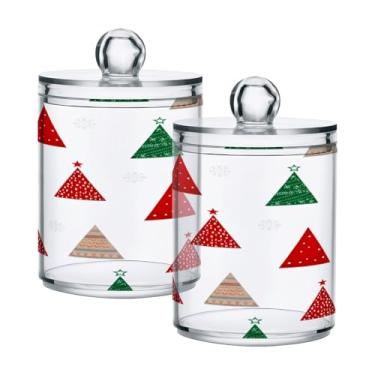 Imagem de STAYTOP 4 frascos de boticário Qtip para banheiro com etiquetas – Recipiente de armazenamento Qtip de plástico transparente para bola de algodão, cotonete, grão de café e árvore de Natal