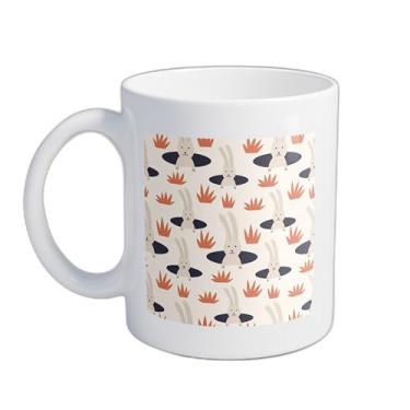 Imagem de Caneca Xícara Café Porcelana 300ml Com Desenho Coelhinho Da Páscoa