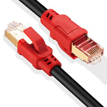 Imagem de Cabo Ethernet Cat8, cabo Ethernet Hftywy para rede Cat 8 40 Gbps 2000 Mhz SSTP LAN Wires Cat 8 Ethernet cabo de Internet de alta velocidade para roteador, modem, jogos PS4, Xbox, 15ft